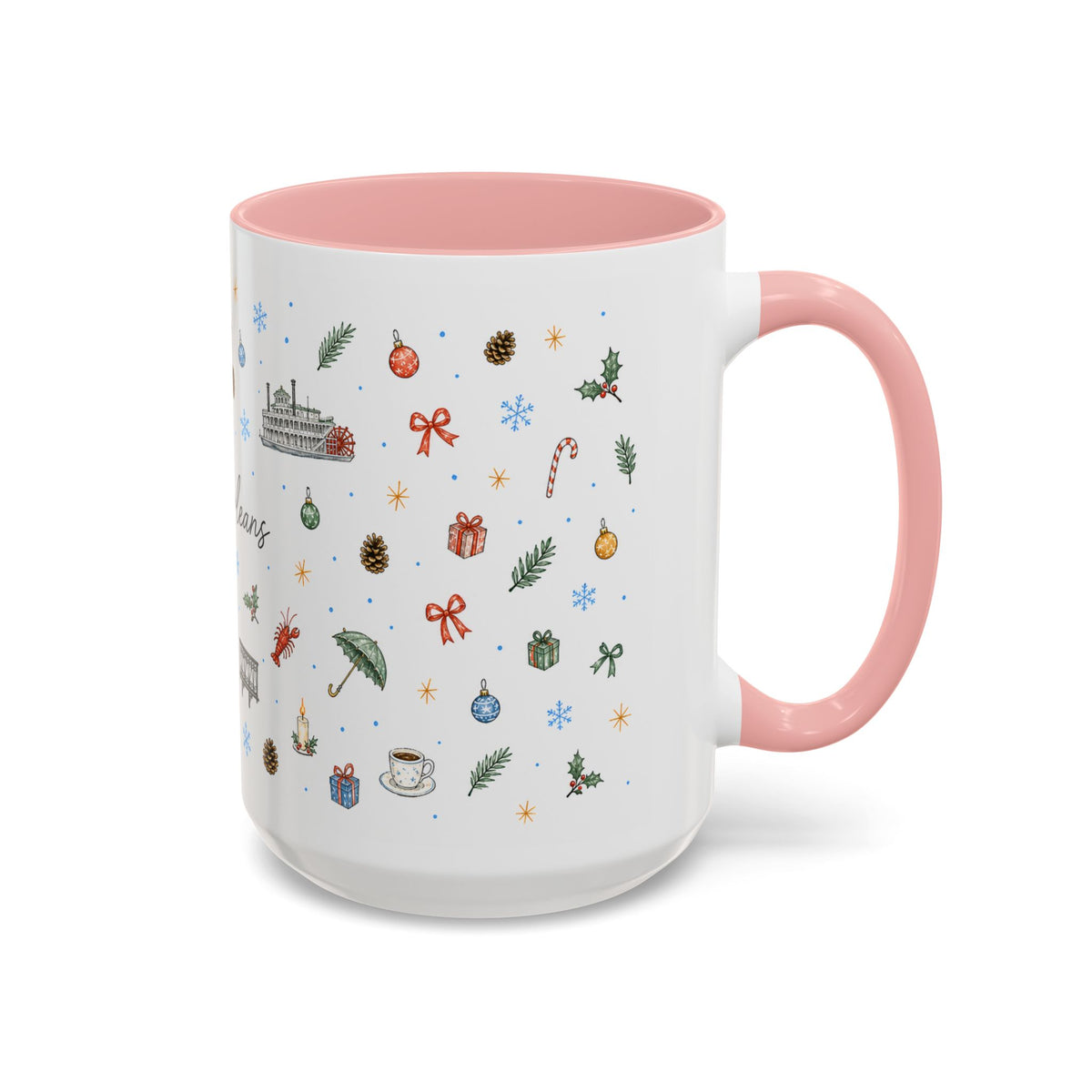 New Orleans Christmas Mug | Watercolor City Souvenir, Travel Gift (11oz/15oz)
