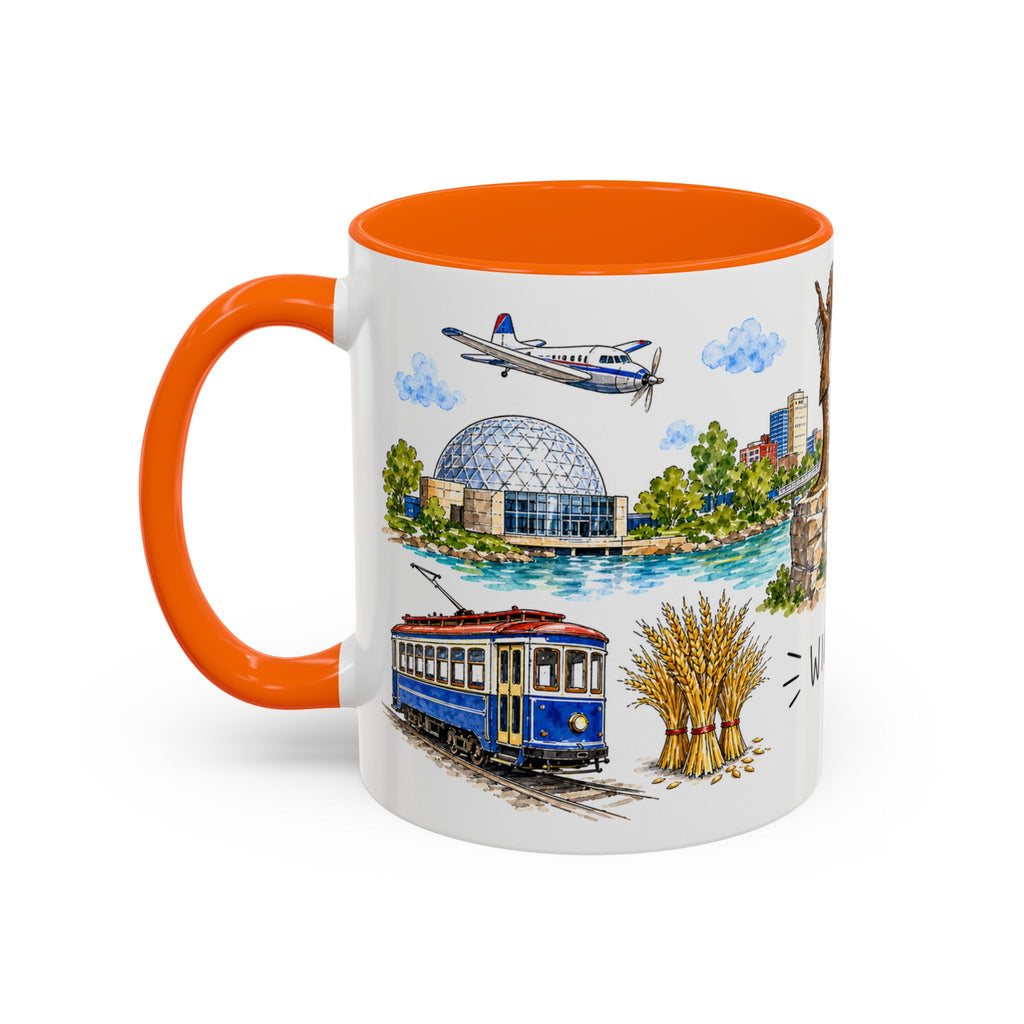 Wichita Illustrated Travel Mug | City Souvenir Accent Coffee Mug | 11oz 15oz Ceramic Cup