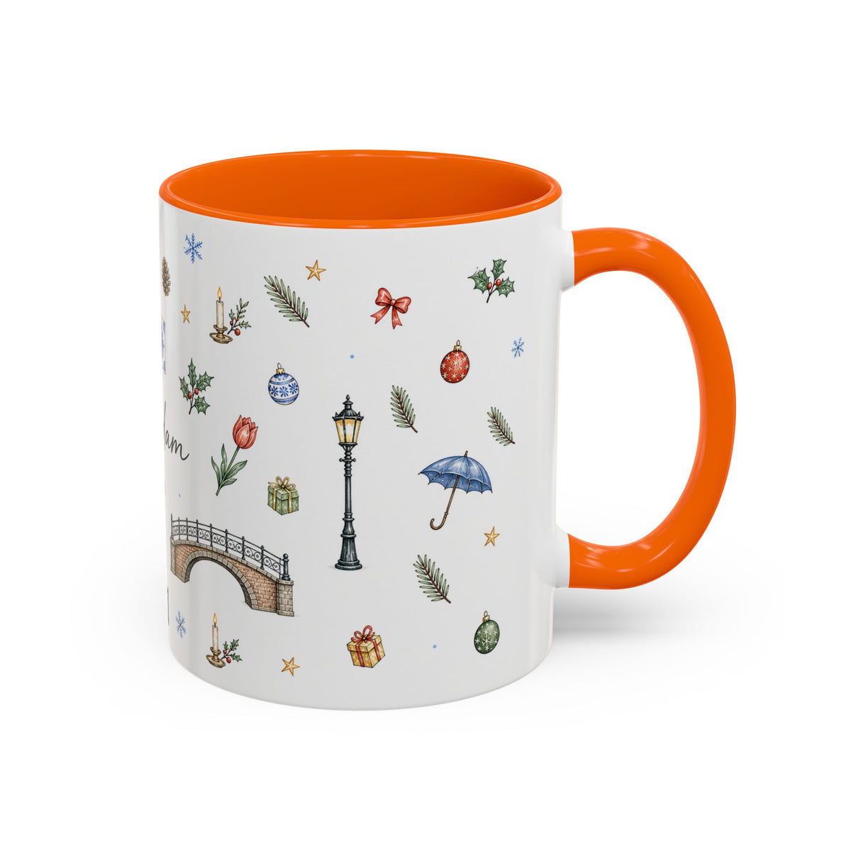 Amsterdam Christmas Watercolor Mug | Festive City Souvenir Coffee Cup