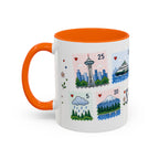 Seattle Coffee Mug | Postage Stamp Collage Mug | Travel Souvenir Accent Cup 11oz 15oz