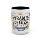 Pyramids of Giza Coffee Mug | Travel Destination Souvenir Gift | Accent Color Ceramic 11oz 15oz