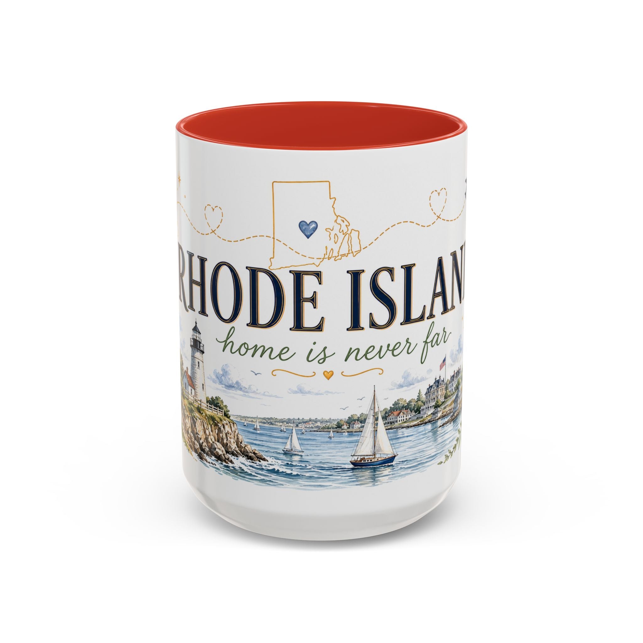 Rhode Island State Map Mug | Botanical Seaside Accent Cup (11oz or 15oz)