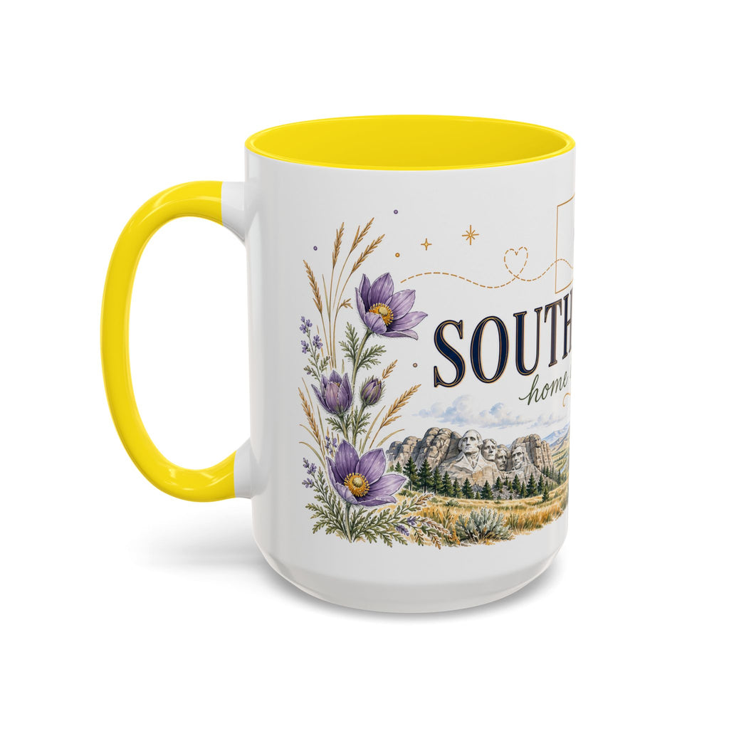 South Dakota State Map Mug | Botanical Accents, Homesick Gift (11oz or 15oz)