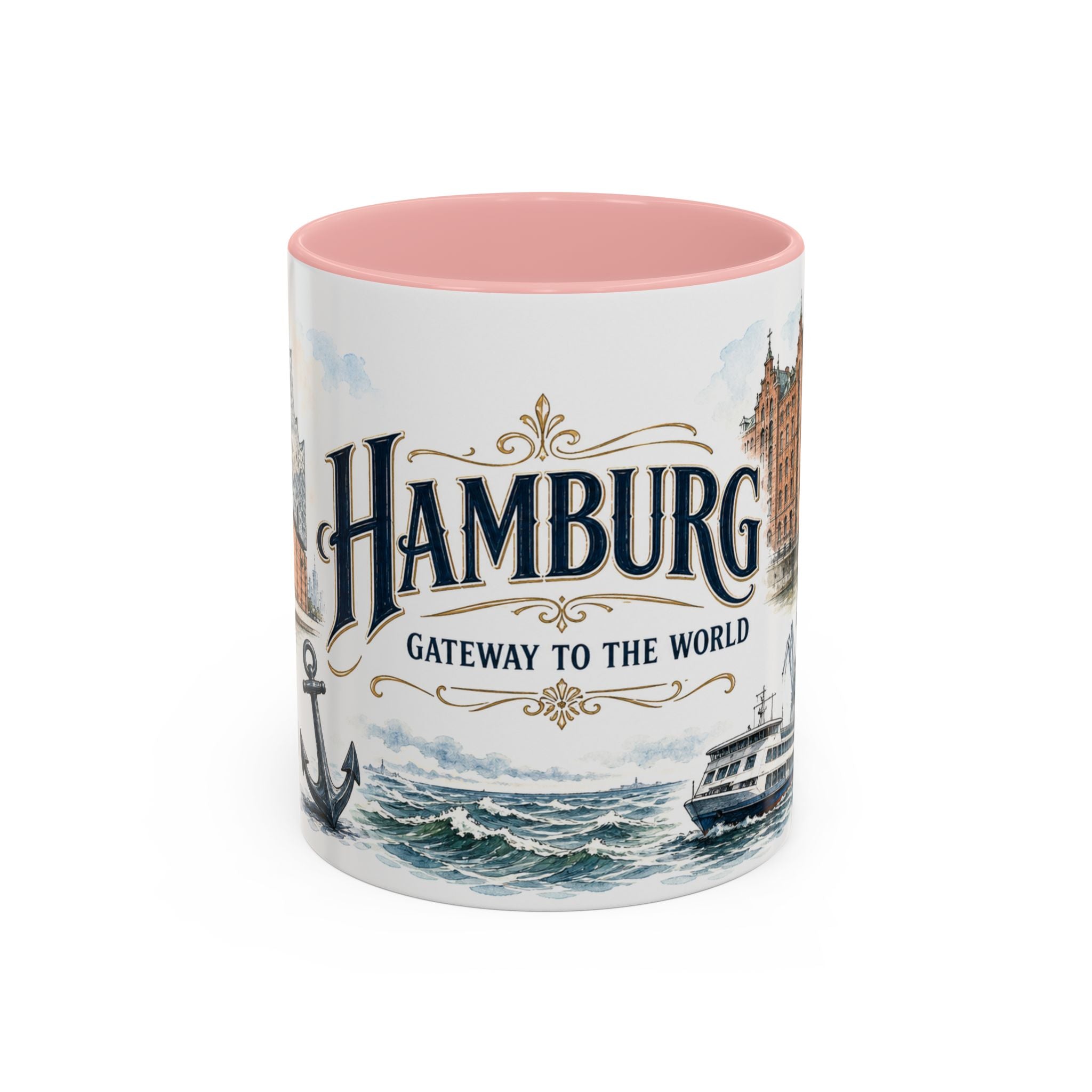 Hamburg Coffee Mug | Germany Travel Souvenir | Vintage Illustrated City Gift | 11 oz 15 oz Accent Mug
