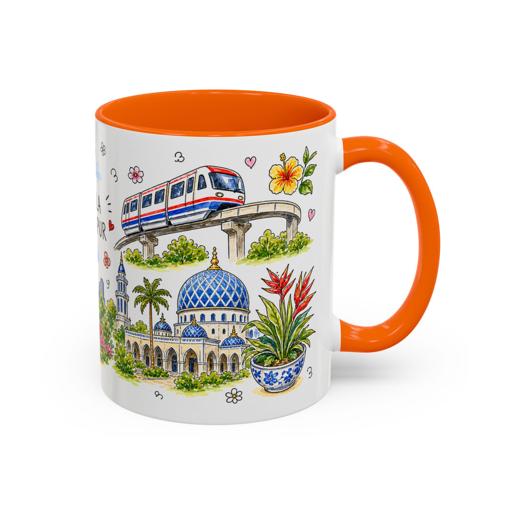 Kuala Lumpur Illustrated Travel Mug | City Souvenir Accent Coffee Mug | 11oz 15oz Ceramic Cup