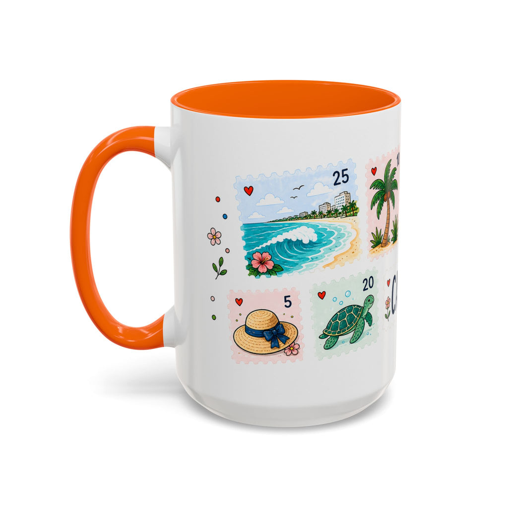 Cancun Coffee Mug | Postage Stamp Collage Mug | Travel Souvenir Accent Cup 11oz 15oz