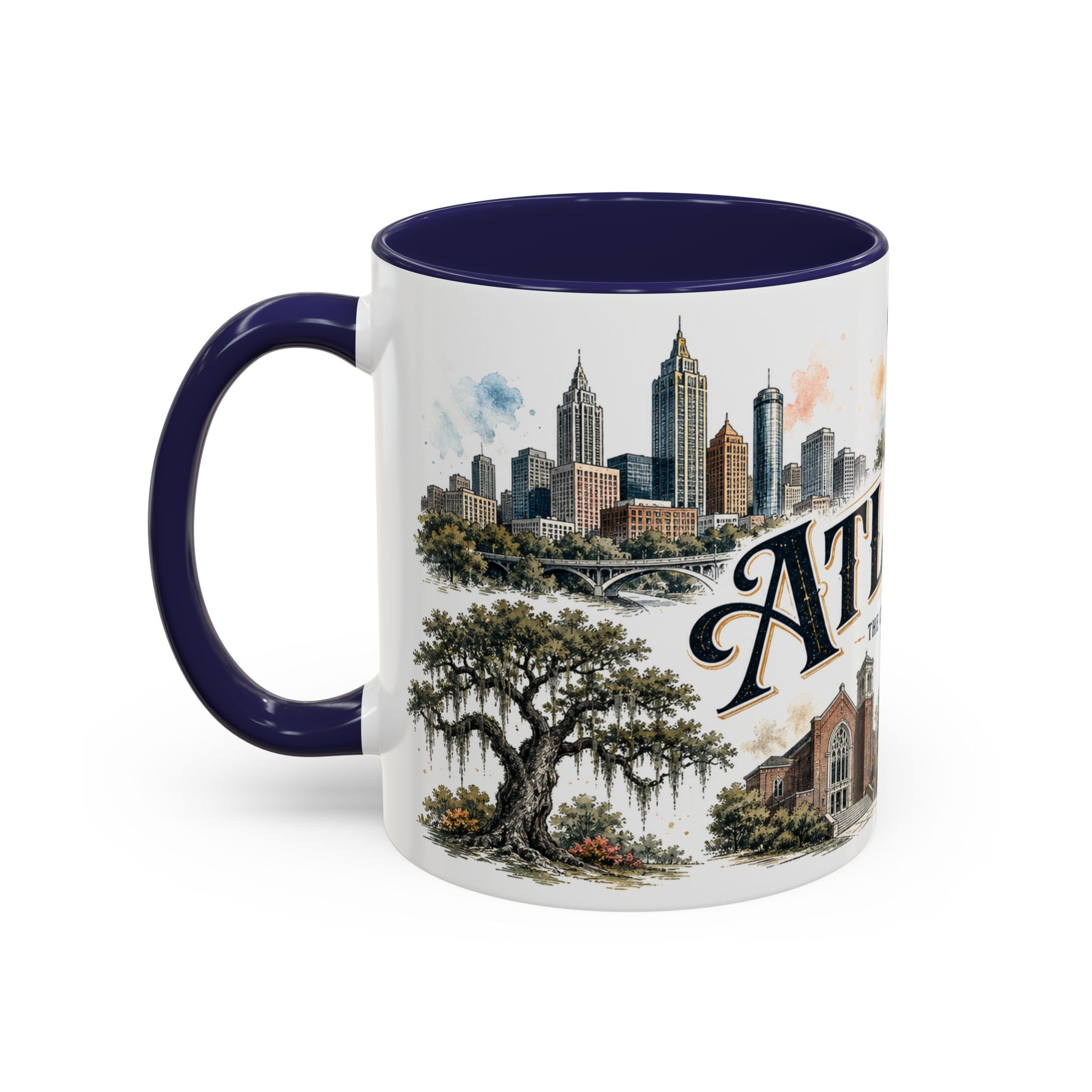Atlanta Coffee Mug | United States Travel Souvenir | Vintage Illustrated City Gift | 11 oz 15 oz Accent Mug