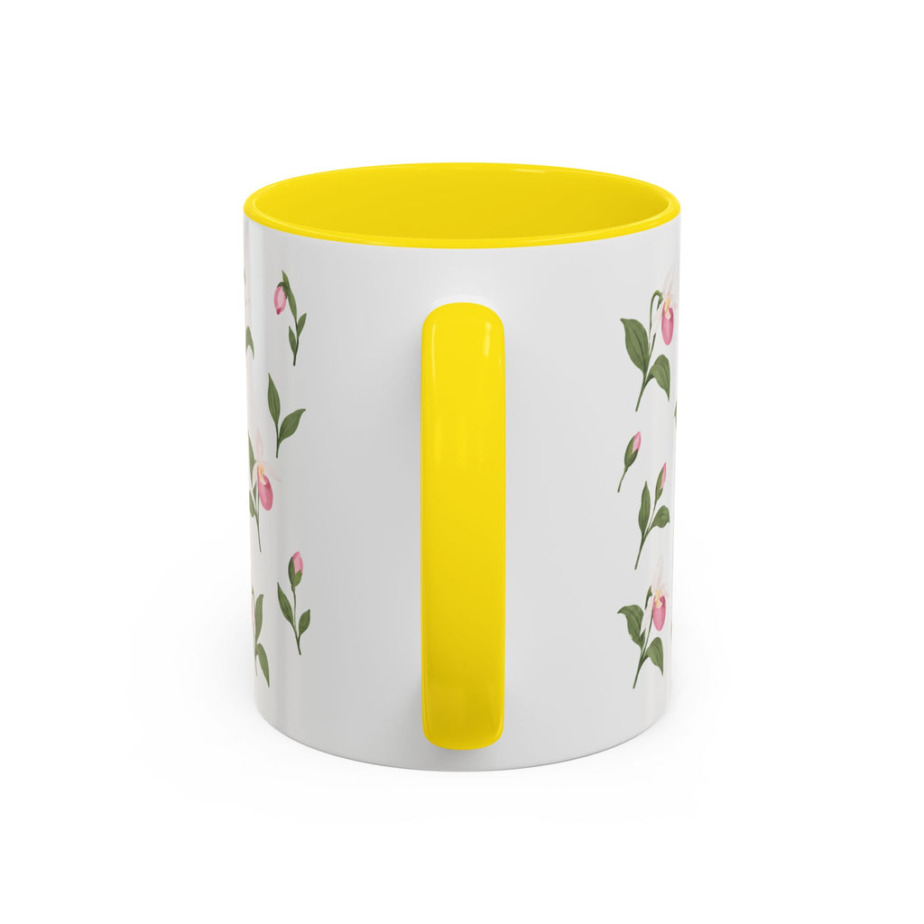 Minnesota Pink and White Lady Slipper Mug, State Flower Floral Coffee Cup, 11oz Botanical Gift