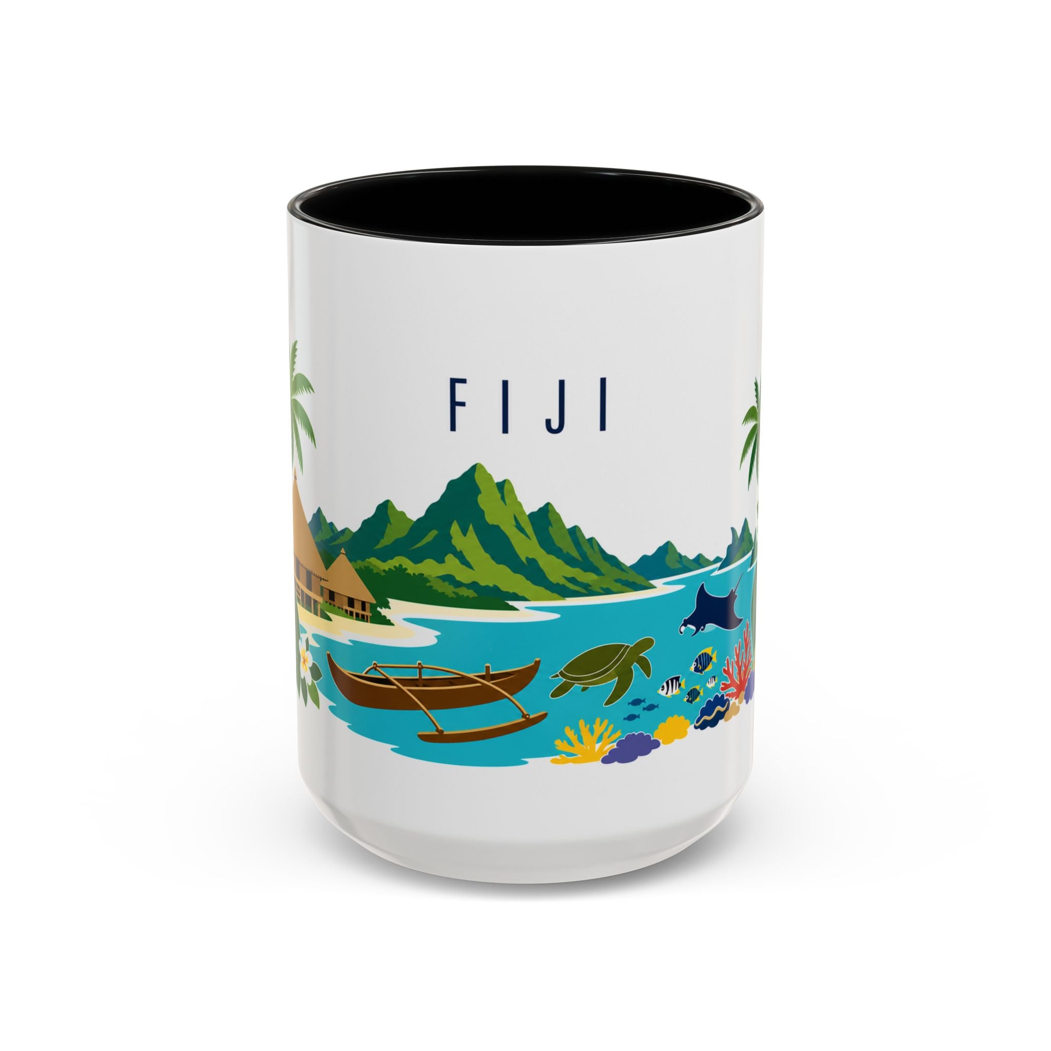 Fiji Coffee Mug | Travel Destination Souvenir Gift | Accent Color Ceramic 11oz 15oz