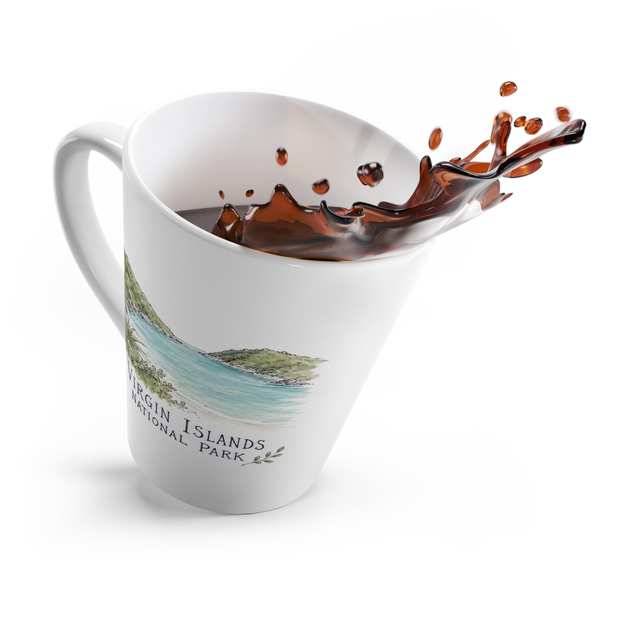 Virgin Islands National Park Latte Mug | Pastel Watercolor Nature Coffee Cup | 12 oz Travel Souvenir Gift