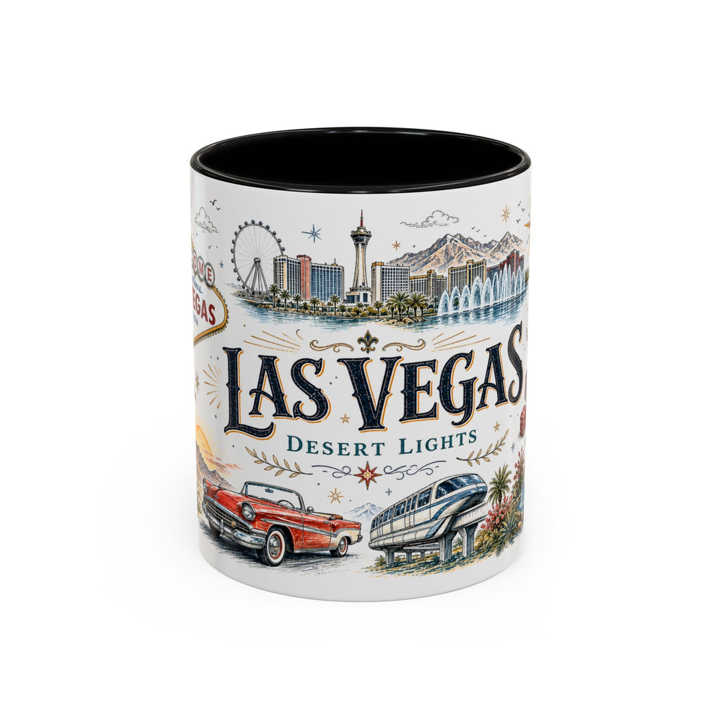 Las Vegas Coffee Mug | United States Travel Souvenir | Vintage Illustrated City Gift | 11 oz 15 oz Accent Mug