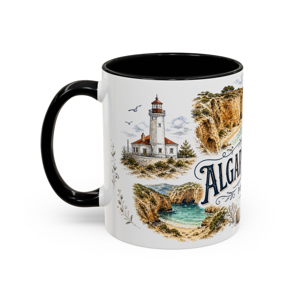 Algarve Coast Mug, Portugal Travel Souvenir, Bucket List Gift, Accent Ceramic Coffee Mug 11oz 15oz