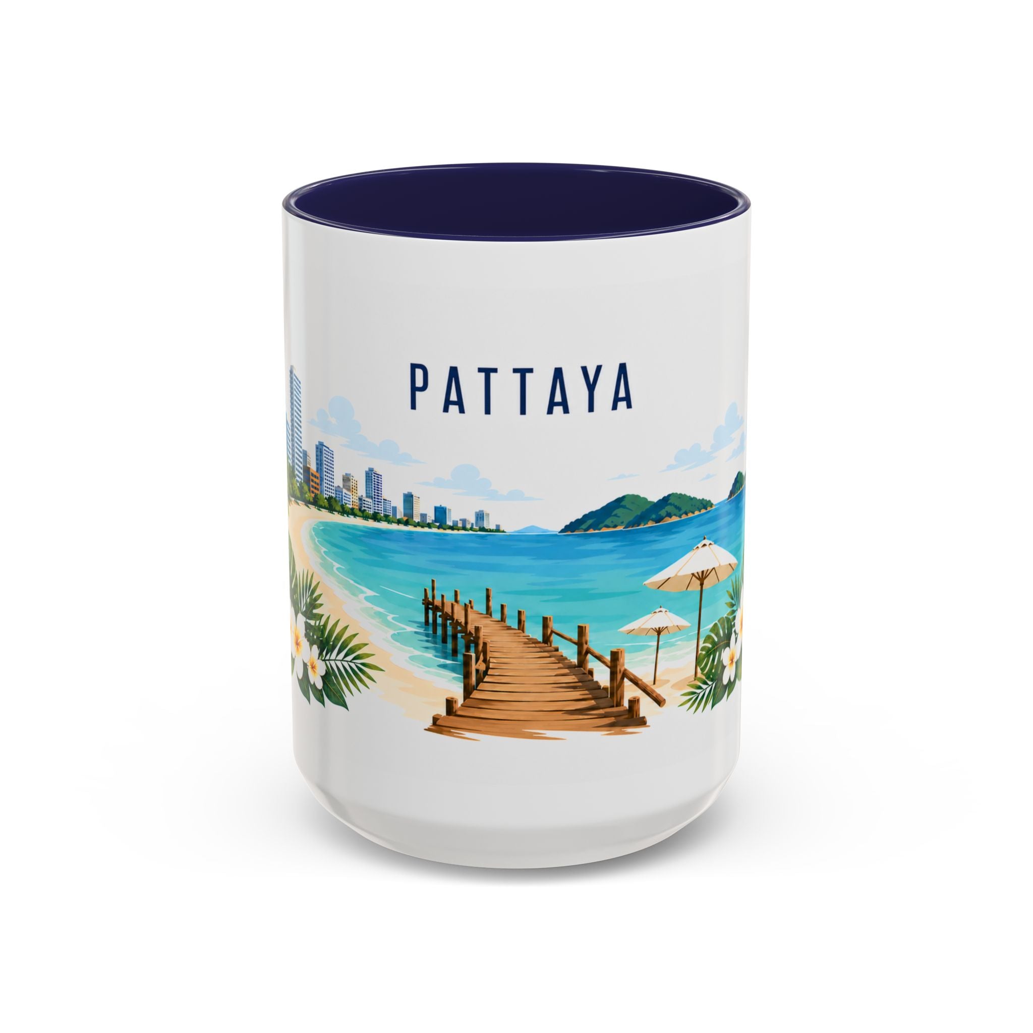 Pattaya Coffee Mug | Thailand Travel Souvenir | Porcelain Decal City Gift | 11oz 15oz Accent Mug