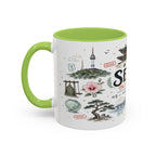 Seoul Coffee Mug | Korea Souvenir Travel Gift | Accent Color Ceramic 11oz 15oz