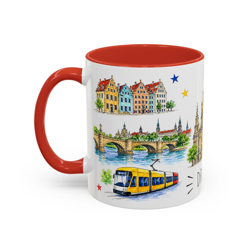 Dresden Illustrated Travel Mug | City Souvenir Accent Coffee Mug | 11oz 15oz Ceramic Cup