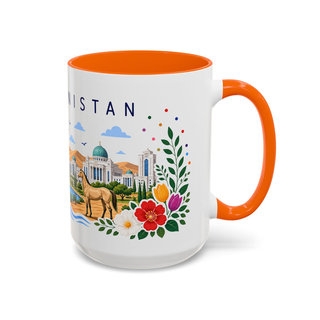 Turkmenistan Coffee Mug | Travel Souvenir Accent Mug | Place Gift Ceramic Cup 11oz 15oz