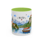 Bled Illustrated Travel Mug | Slovenia Souvenir Accent Coffee Mug | 11oz 15oz Ceramic Cup