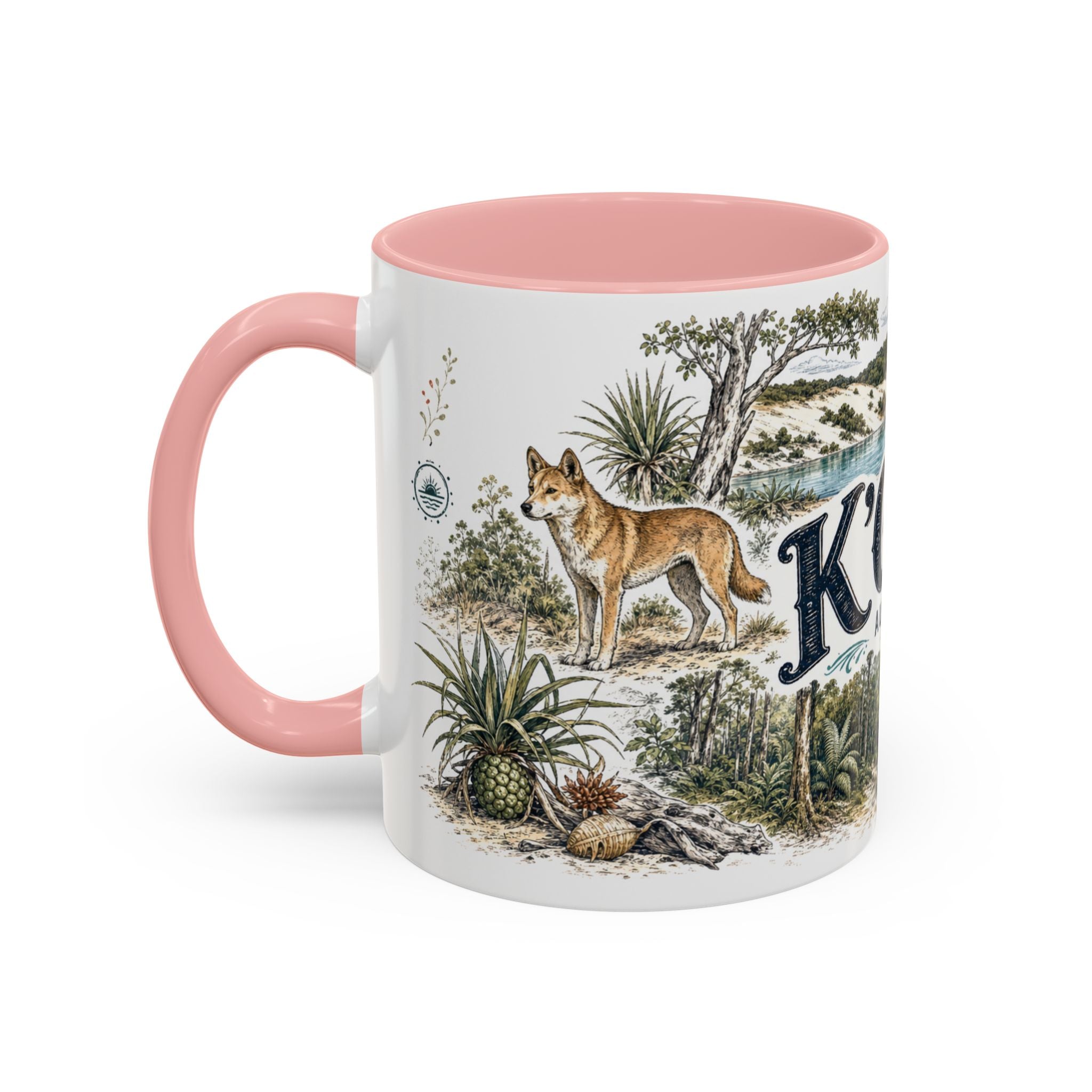 K'gari Mug, Australia Travel Souvenir, Bucket List Gift, Accent Ceramic Coffee Mug 11oz 15oz
