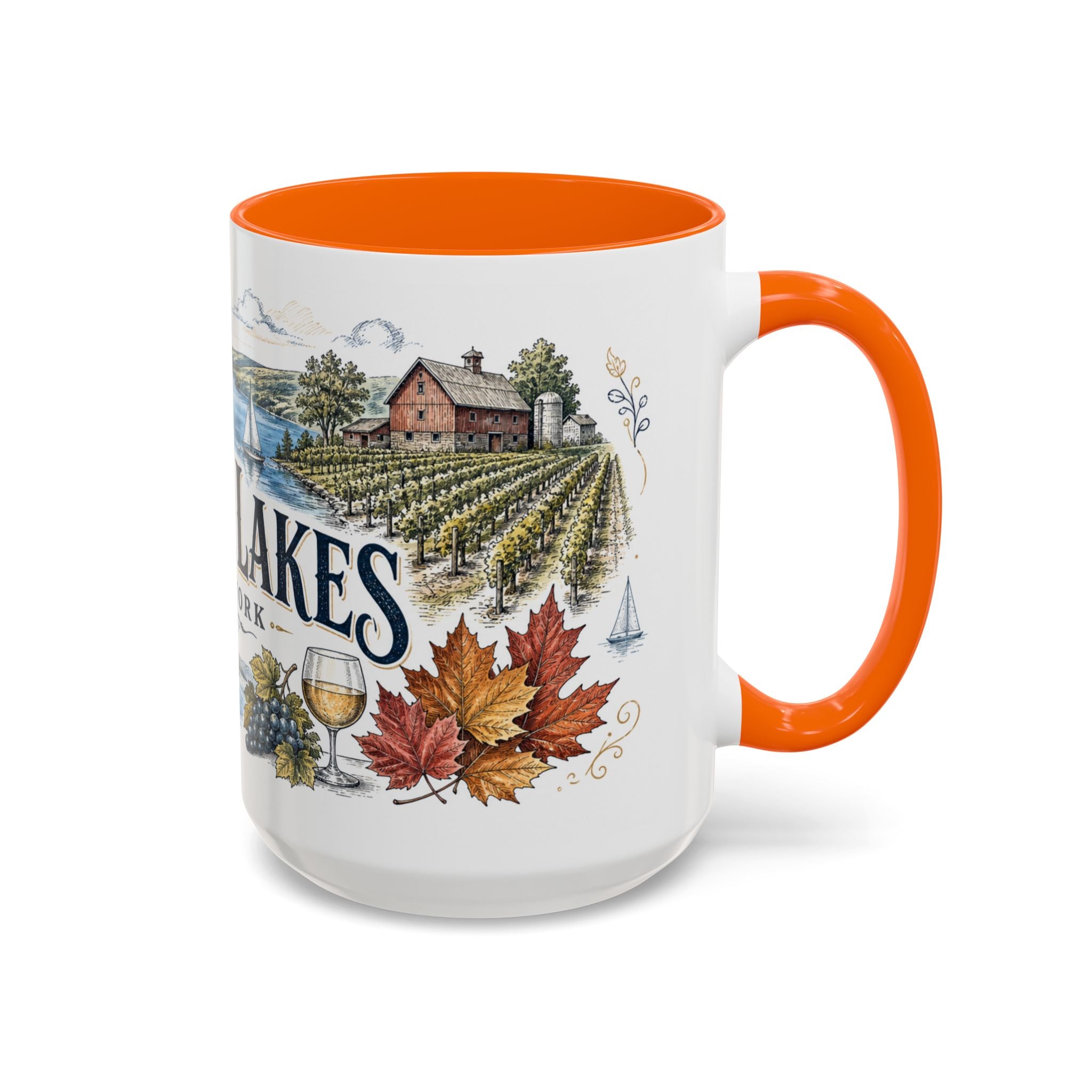 Finger Lakes Mug, New York Travel Souvenir, Bucket List Gift, Accent Ceramic Coffee Mug 11oz 15oz