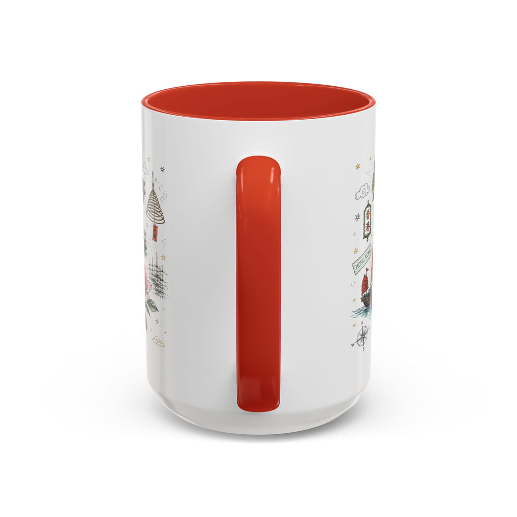 Hong Kong Coffee Mug | Asia Souvenir Travel Gift | Accent Color Ceramic 11oz 15oz