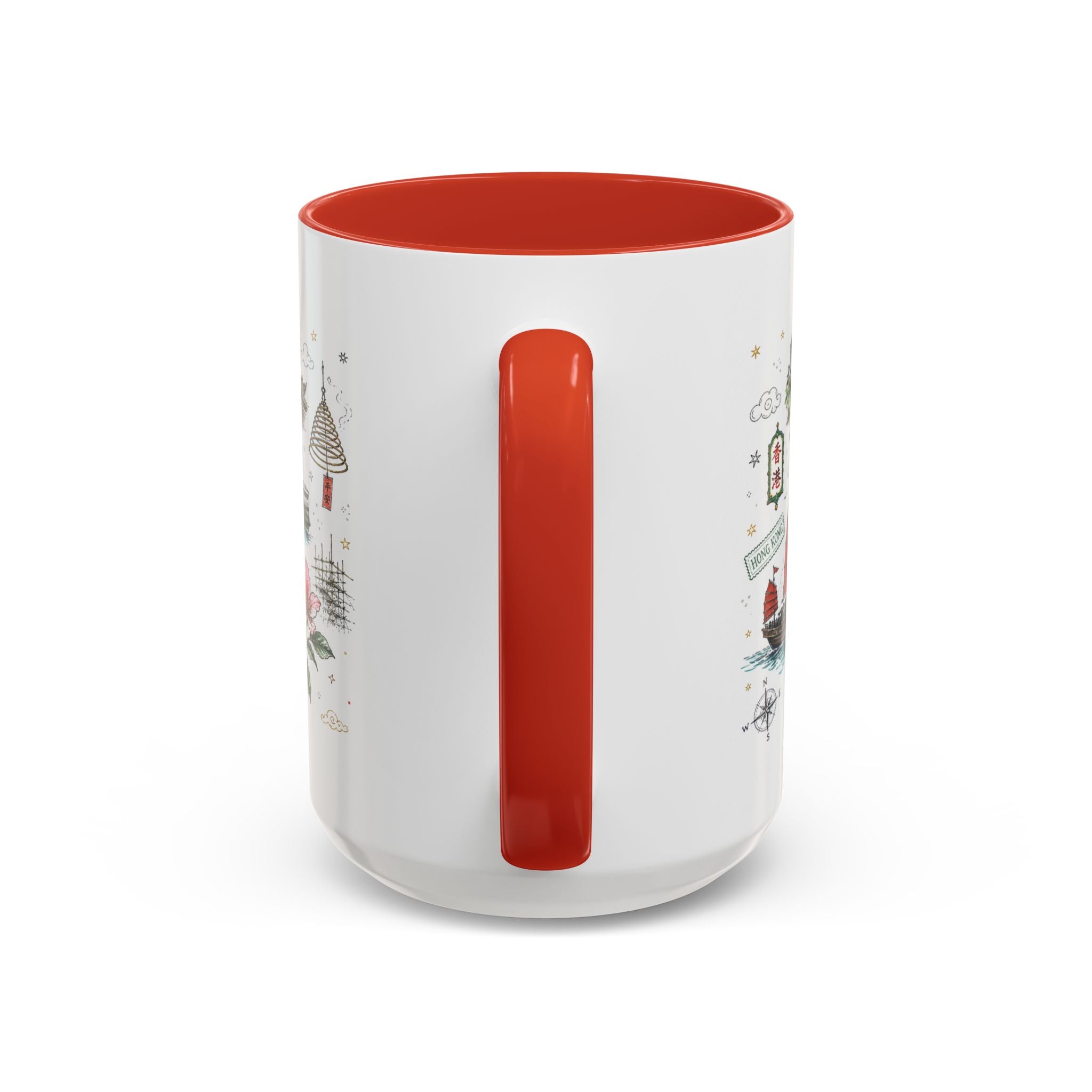 Hong Kong Coffee Mug | Asia Souvenir Travel Gift | Accent Color Ceramic 11oz 15oz