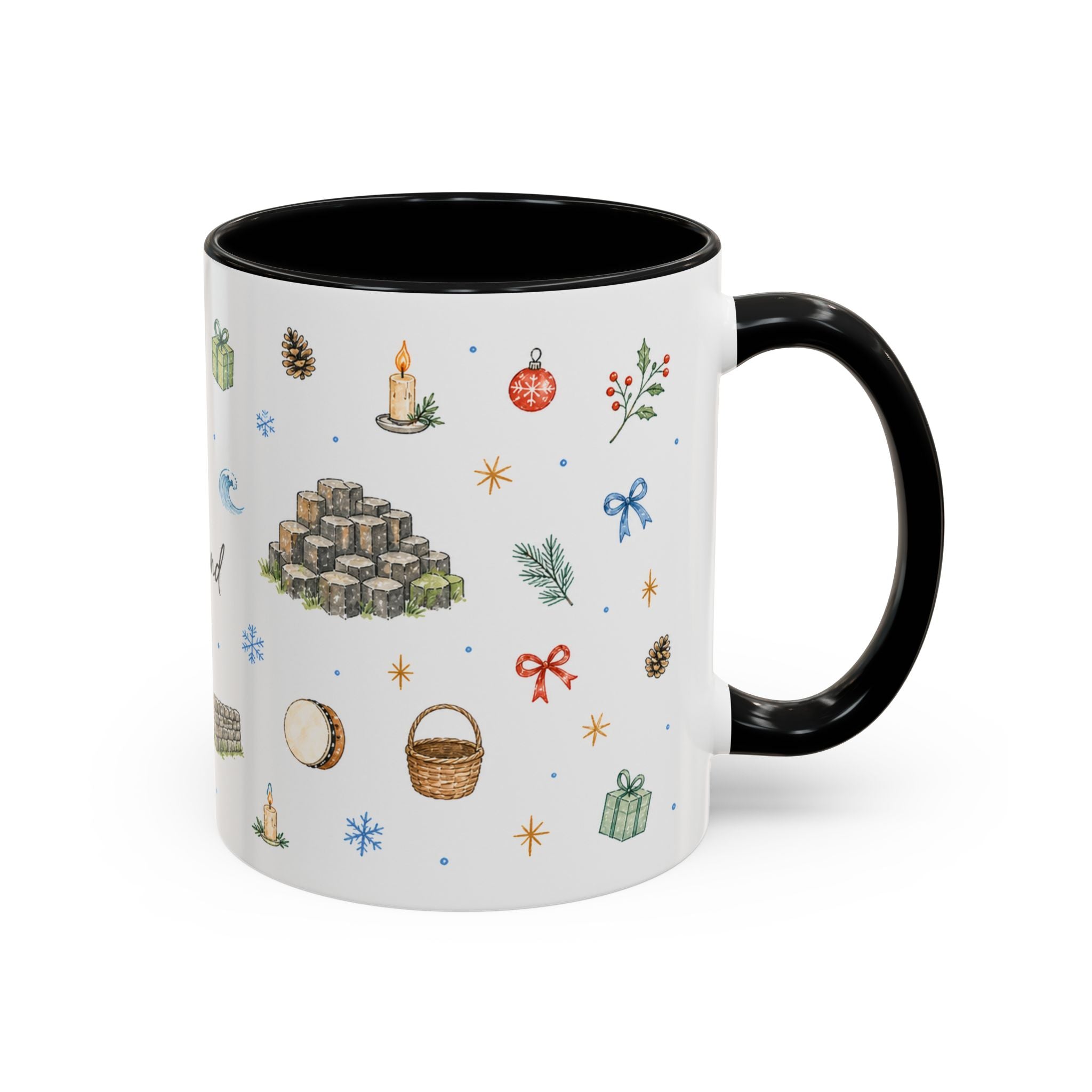 Ireland Christmas Mug | Watercolor Travel Souvenir | Holiday Gift | Accent Ceramic Coffee Cup 11oz 15oz