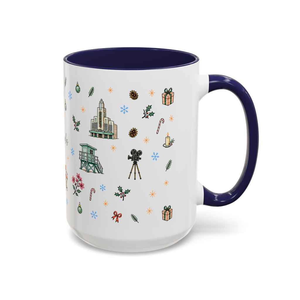 Los Angeles Christmas Mug | Watercolor City Souvenir | Ceramic Coffee Cup (11oz or 15oz)