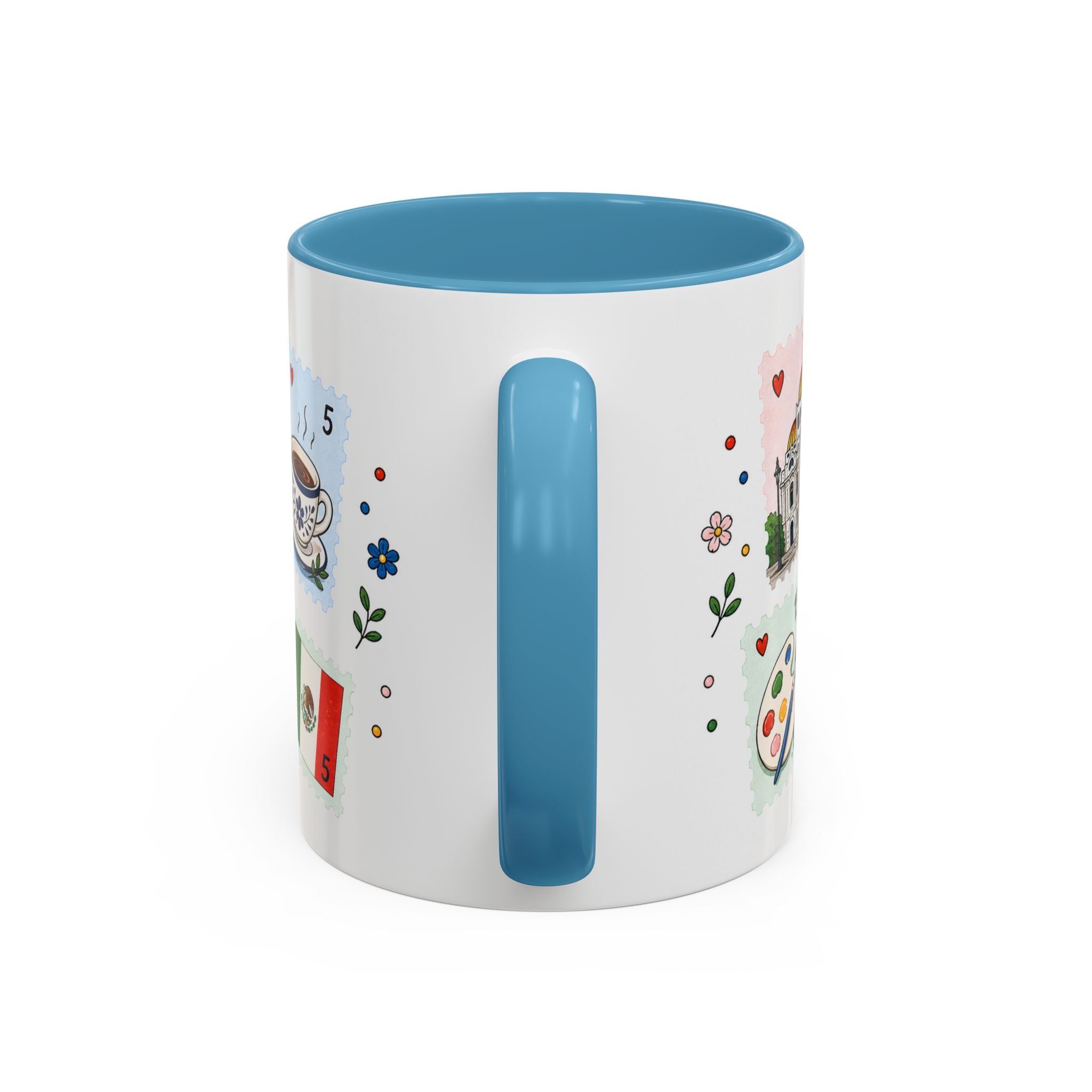 Mexico City Coffee Mug | Postage Stamp Collage Mug | Travel Souvenir Accent Cup 11oz 15oz