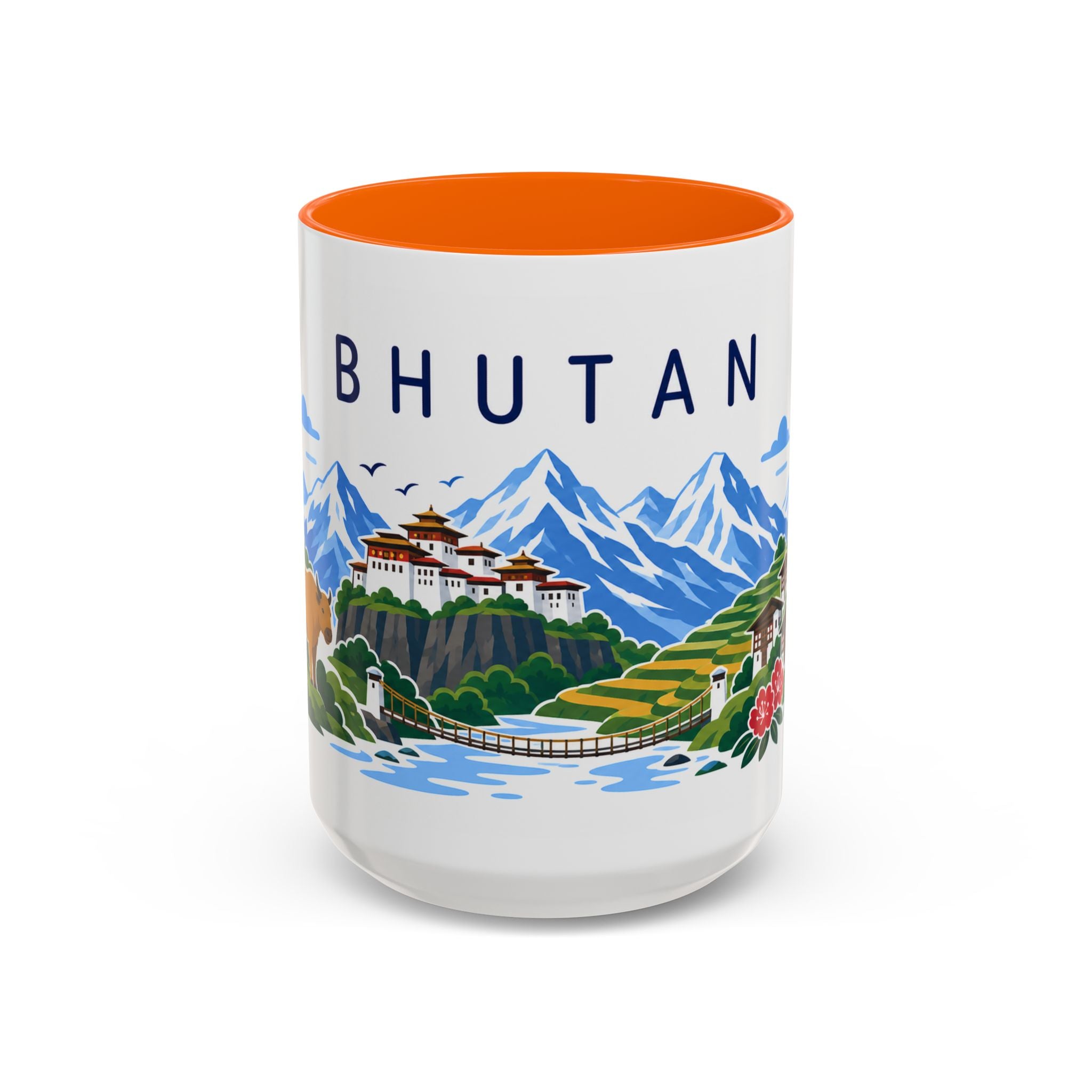 Bhutan Coffee Mug | Travel Souvenir Accent Mug | Country Gift Ceramic Cup 11oz 15oz