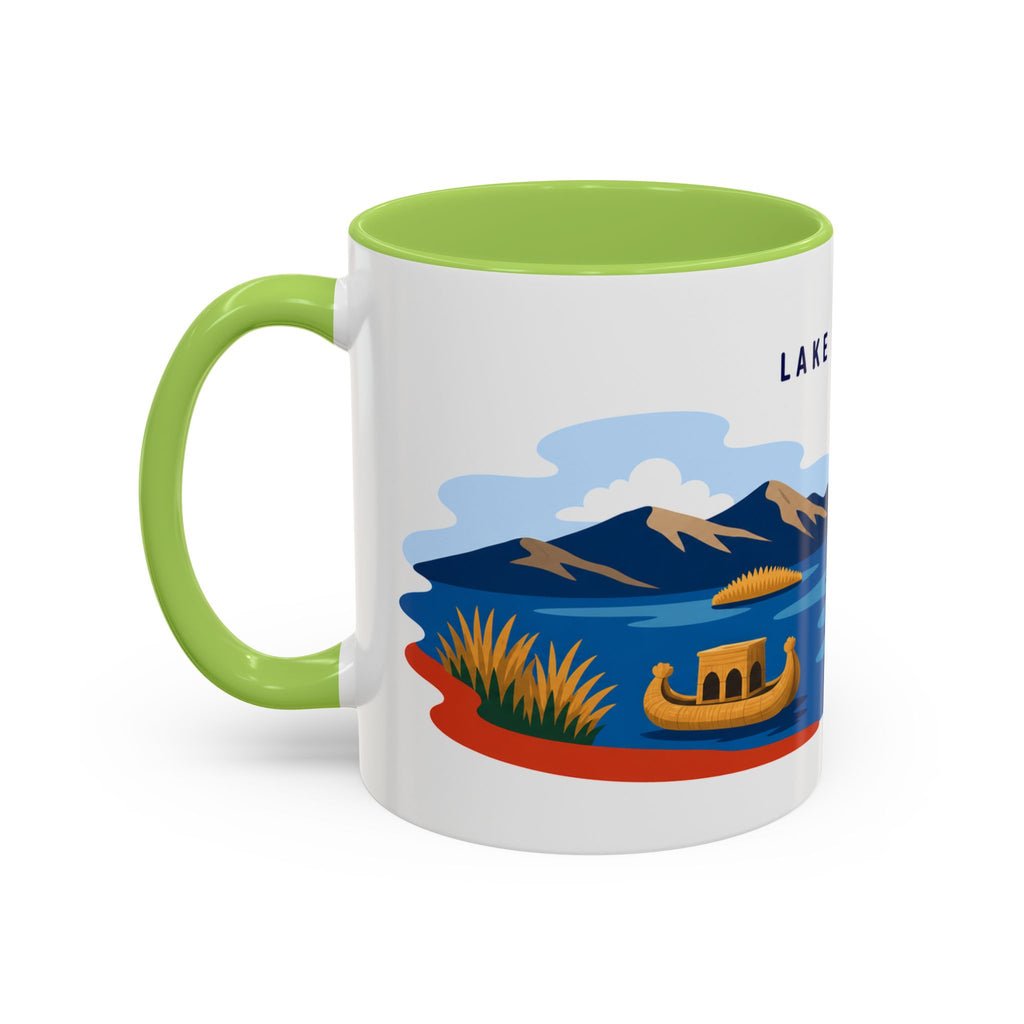 Lake Titicaca Coffee Mug | Travel Destination Souvenir Gift | Accent Color Ceramic 11oz 15oz