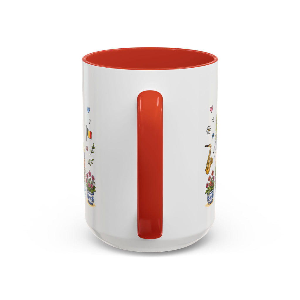 Dinant Illustrated Travel Mug | Belgium Souvenir Accent Coffee Mug | 11oz 15oz Ceramic Cup