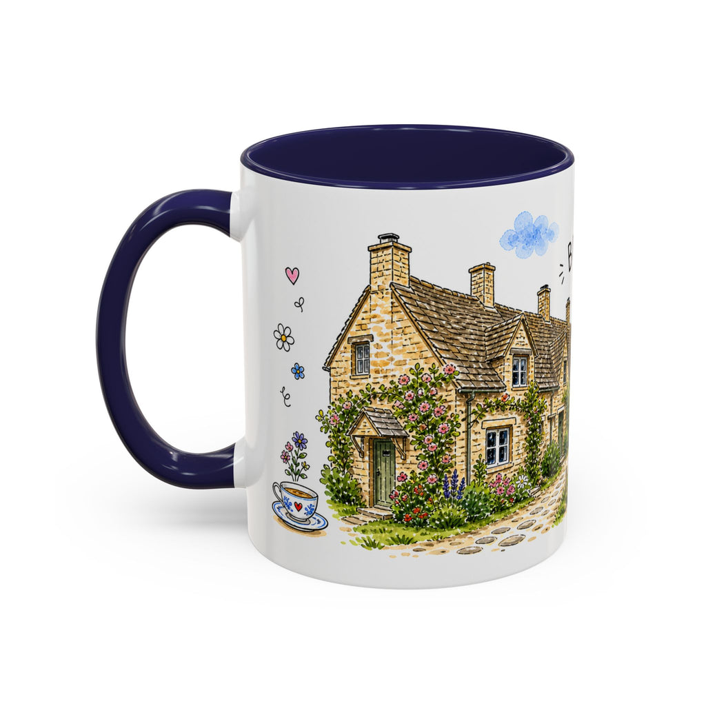 Bibury Illustrated Travel Mug | England Souvenir Accent Coffee Mug | 11oz 15oz Ceramic Cup