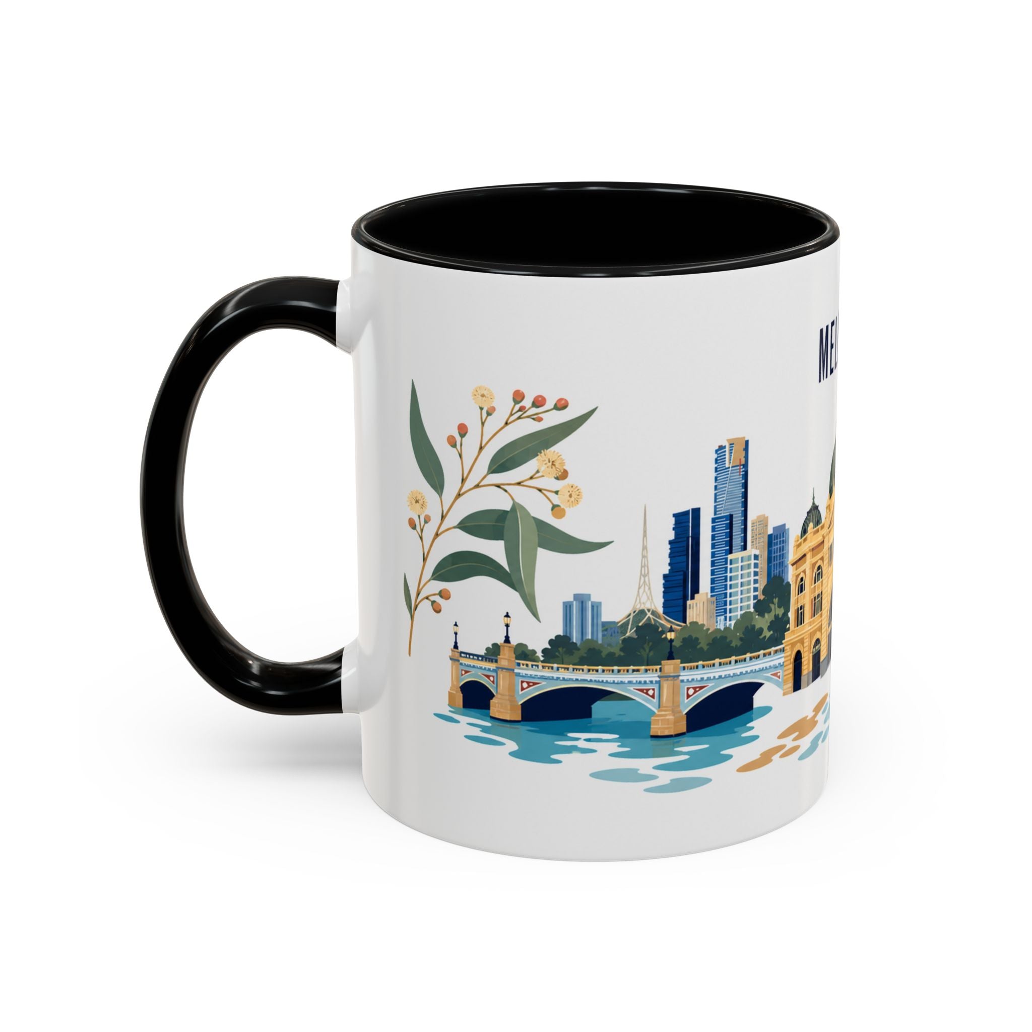 Melbourne Coffee Mug | Australia Travel Souvenir | Porcelain Decal City Gift | 11oz 15oz Accent Mug