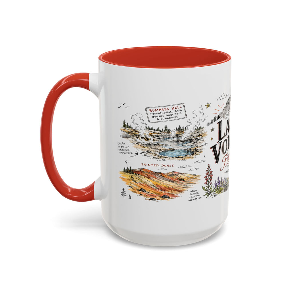 Lassen Volcanic National Park Coffee Mug | California Volcano Geothermal Hiking Gift | Accent Color Ceramic 11oz 15oz