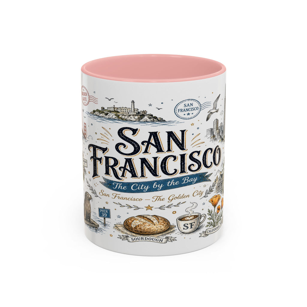 San Francisco Coffee Mug | California Souvenir Travel Gift | Accent Color Ceramic 11oz 15oz