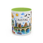 Austin Illustrated Travel Mug | City Souvenir Accent Coffee Mug | 11oz 15oz Ceramic Cup