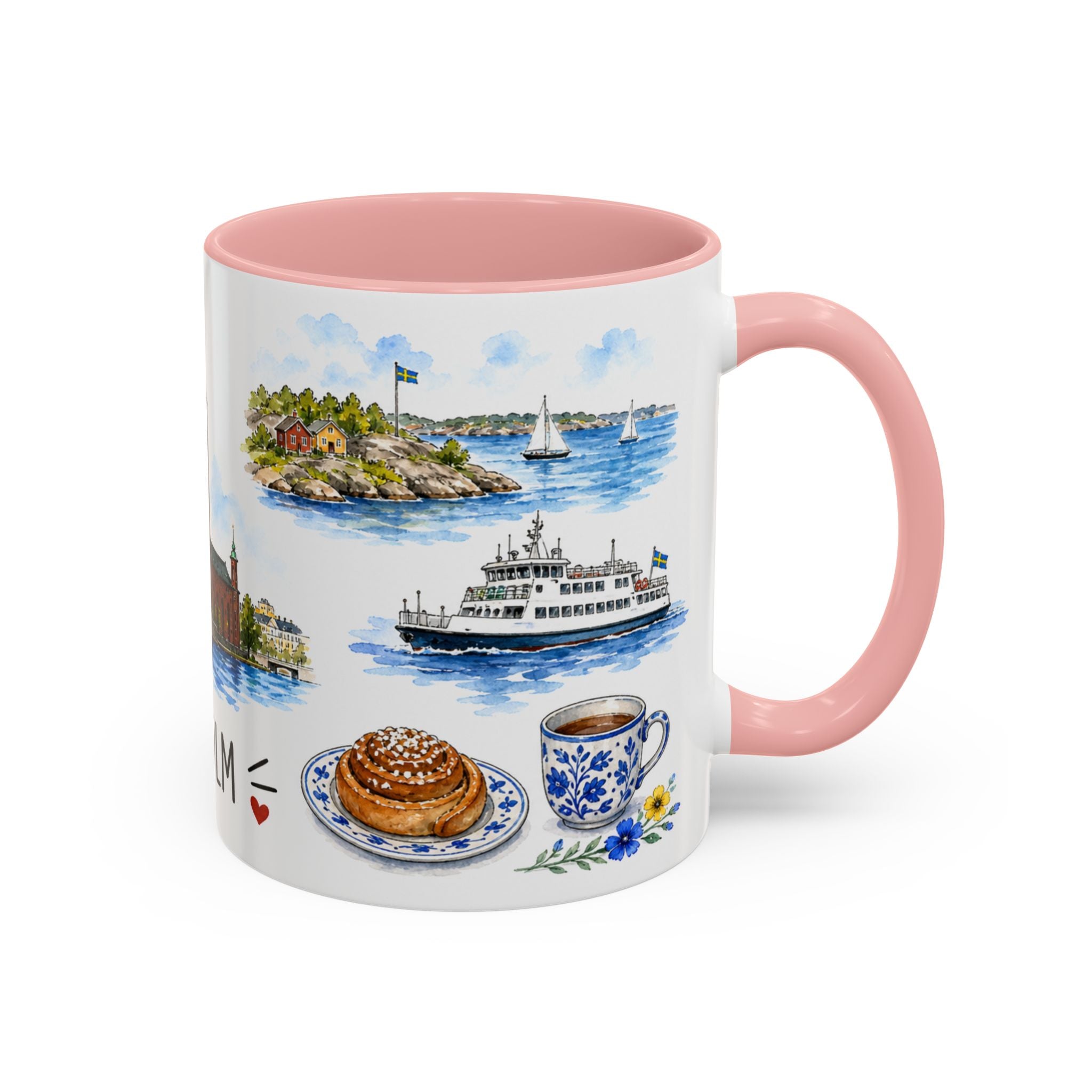 Stockholm Illustrated Travel Mug | City Souvenir Accent Coffee Mug | 11oz 15oz Ceramic Cup