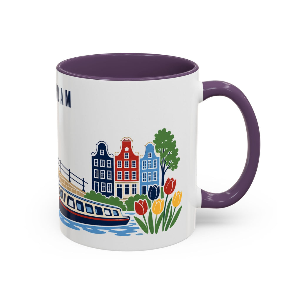Amsterdam Coffee Mug | Netherlands Travel Souvenir | Porcelain Decal City Gift | 11oz 15oz Accent Mug