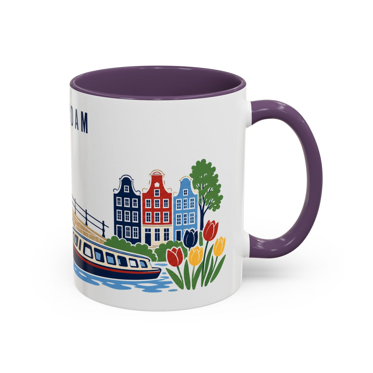 Amsterdam Coffee Mug | Netherlands Travel Souvenir | Porcelain Decal City Gift | 11oz 15oz Accent Mug