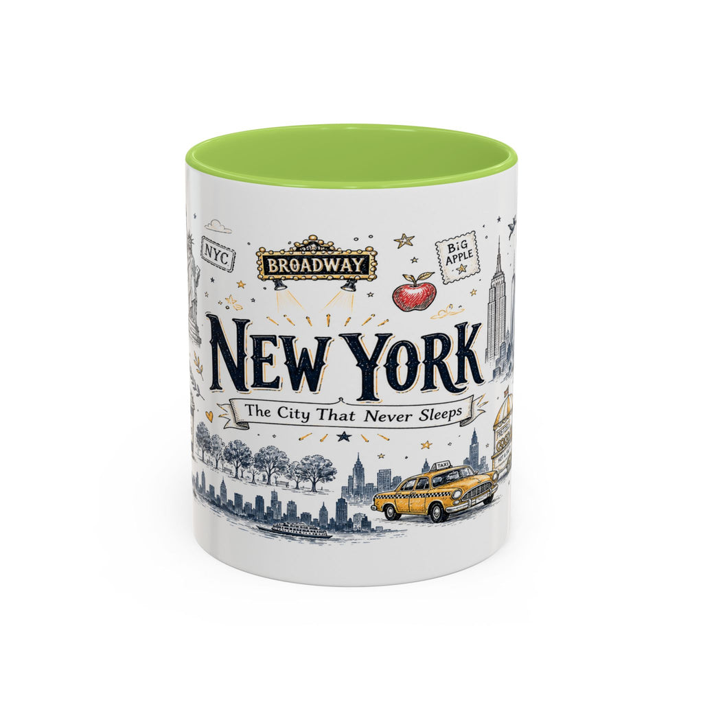 New York City Coffee Mug | New York Souvenir Travel Gift | Accent Color Ceramic 11oz 15oz