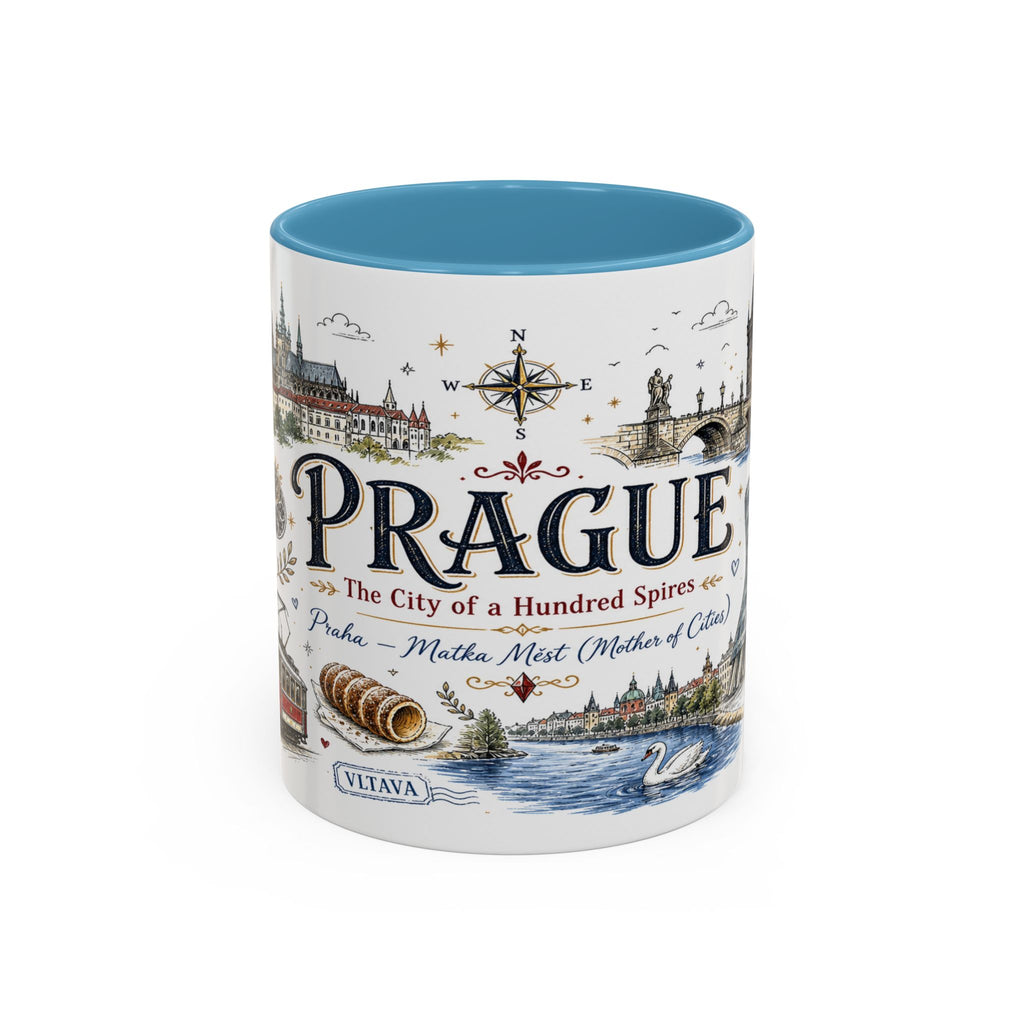 Prague Coffee Mug | Czech Republic Souvenir Travel Gift | Accent Color Ceramic 11oz 15oz