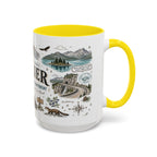 Glacier Coffee Mug | National Park Hiking Montana Gift | Accent Color Ceramic 11oz 15oz