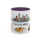 Cleveland Illustrated Travel Mug | City Souvenir Accent Coffee Mug | 11oz 15oz Ceramic Cup
