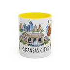 Kansas City Illustrated Travel Mug | City Souvenir Accent Coffee Mug | 11oz 15oz Ceramic Cup