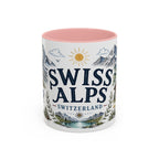 Swiss Alps Coffee Mug | Travel Destination Souvenir Gift | Accent Color Ceramic 11oz 15oz