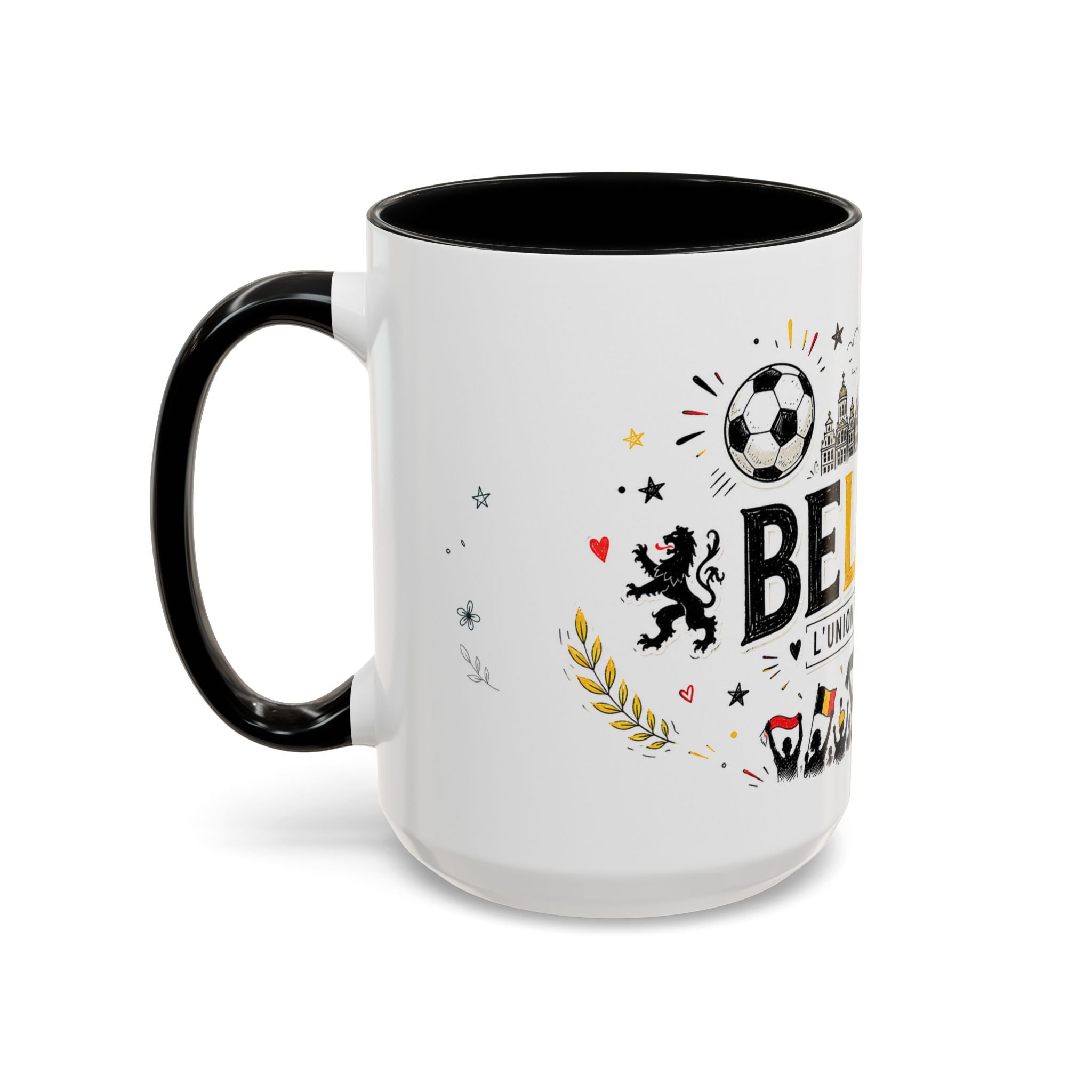 Belgium Soccer Coffee Mug | Soccer Fan Gift | Accent Color Ceramic 11oz 15oz Match Day Cup