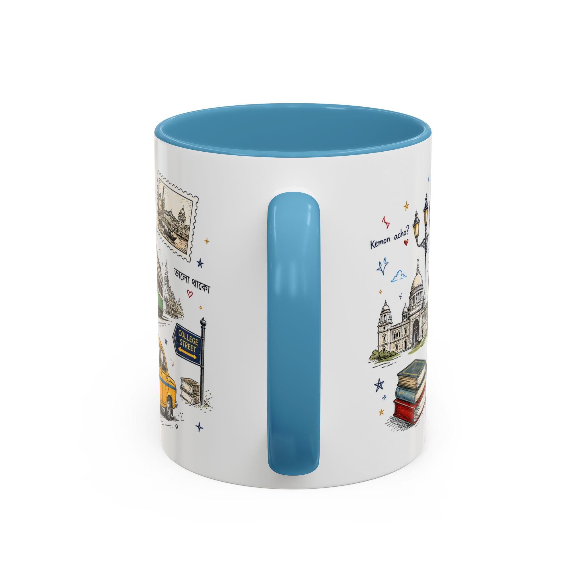 Kolkata Coffee Mug | India Souvenir Travel Gift | Accent Color Ceramic 11oz 15oz