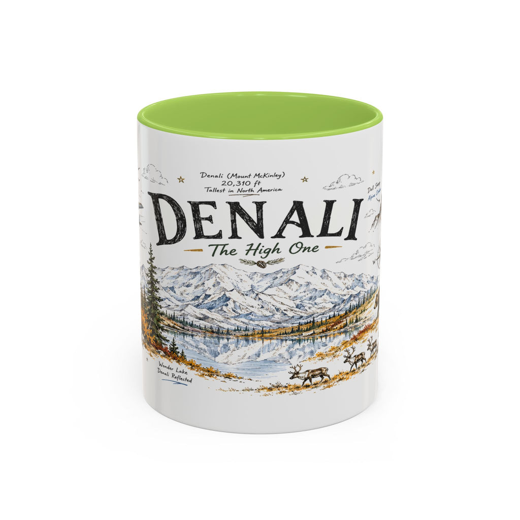 Denali National Park Coffee Mug | Alaska National Park Hiking Gift | Accent Color Ceramic 11oz 15oz
