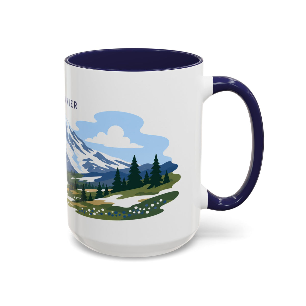 Mount Rainier National Park Coffee Mug | Solid Color Block Park Souvenir | 11oz 15oz Accent Mug