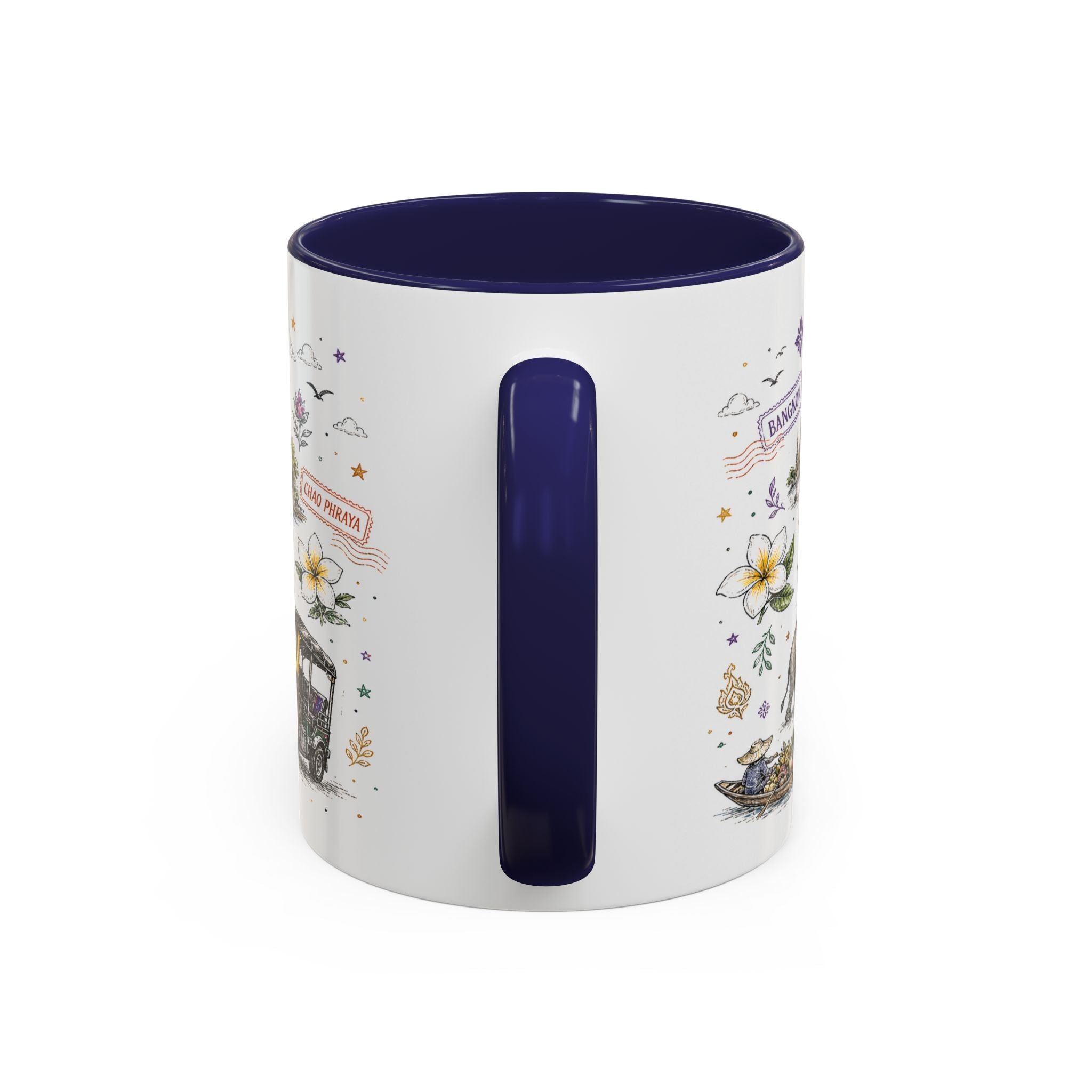 Bangkok Coffee Mug | Thailand Souvenir Travel Gift | Accent Color Ceramic 11oz 15oz